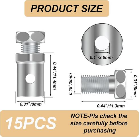 15Pcs Universal 1/8" Throttle Brake Cable Ends, Go Kart Throttle Cable Stops Locks, Bicycle Brake Cable Crimp Ends for Motorcycles Bike Lawn Mowers Tractors Scooters in Kuwait