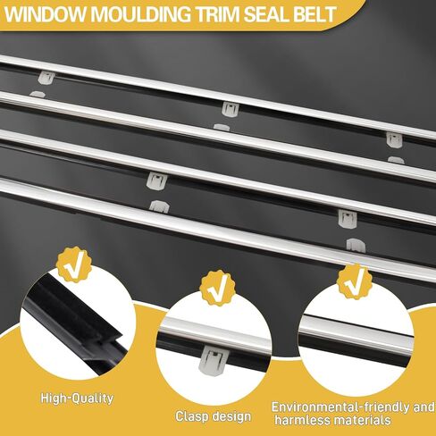 4 قطع نافذة السيارة صب تقليم حزام مانع تسرب السير الوقائي متوافق مع أكورد 2008-2012 استبدال #2410-TA0-A01 72450-TA0-A01 72910-TA0-A01 72950-TA0-A01، كروم in Kuwait