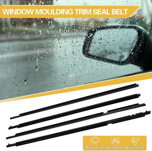 4Pcs Car Window Moulding Trim Seal Belt Weatherstrip Comptabile with Corolla 2009-2012 Replacement#75710-02210 75720-02210 75730-02190 75740-02190 in Saudi Arabia
