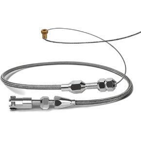 Hadwoer 24" Universal Throttle Cable Stainless Steel Braided Covering Locking Throttle Cable Kit, 24inch Adjustable Throttle Cable Automotive Replacement Accelerator Cables Repair Kit