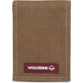 WOLVERINE Men's Guardian Cotton Front Wallet with RFID Protection, Six Card Slots and Two Slip Pockets, Chestnut, One Size