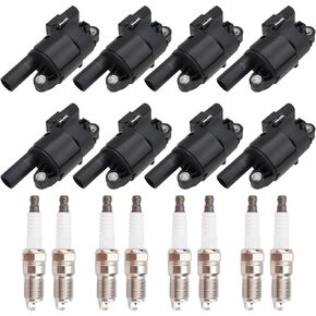 IRONTEK 8PC Ignition Coil UF414 with 8 Spark Plugs for Cadillac Escalade/Avalanche/Camaro/Express/Impala/Silverado/SS/SSR/Tahoe, for GMC Envoy/Sierra/Yukon, for Hummer H2/H3, for Pontiac G8/Grand Prix