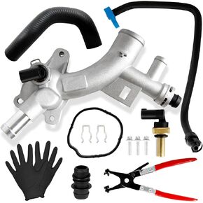 Upgraded Engine Coolant Housing Water Outlet Aluminum with Hoses for 2011-2021 Chevy Cruze Sonic Trax, Buick Encore 1.4L Water Outlet Replace 25193922 902-846 13251447
