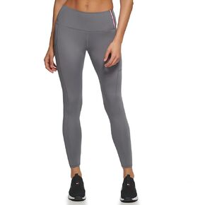 Tommy Hilfiger Women's Performance Workout High Waisted Leggings, Black Strip Logo, Medium