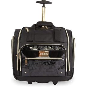 BEBE Danielle-Wheeled Under The Seat Carry On Bag, Croc Black, ONE Size