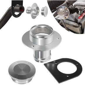 17-2530 Billet Aluminum Remote Fuel Tank Filler Neck, Gas Cap and Weld-On Steel Bracket, fits 2-inch Filler Hose, 2.00 Inch Remote Filler - Straight Neck