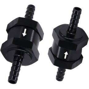 1/4" Fuel Check Valve unidirectional inline connection 2PCS Non Return for Fuel Line Oil Petrol Diesel(6MM Black)