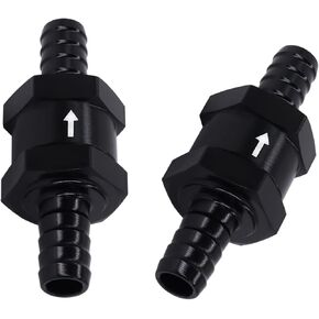 3/8" Fuel Check Valve unidirectional inline connection 2PCS Non Return for Fuel Line Oil Petrol Diesel(10MM Black)