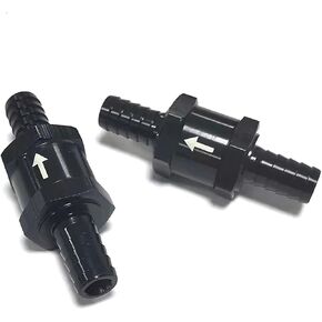 2 PCS Car Fuel One-way Check Valve, 8mm/0.31" Alloy Low Pressure Fuel System with Directional Mark Check Valve, Modification Replacement Parts, Compatible with Most Car Models (Black)