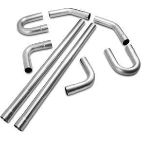 2.5 Inch Universal T304 Stainless Steel Exhaust Pipe Tubing Kit 16 Gauge Custom Straight U Bend 45 & 90 Degree Mandrel 8PCS