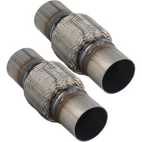 2.25"x 4" Overall Length 8" Long Double Braid Stainless Steel Heavy Duty Exhaust Flex Pipe 2pcs