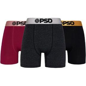 PSD Men's Metallic Ctn Sld Mid Length 3-Pack Boxer Briefs, Multi, L