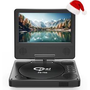 9.5" Portable DVD Player with 7.5" Swivel Display Screen, 5-Hour Built-in Rechargeable Battery, Car DVD Player,Supports SD Card/USB/CD/DVD and Multiple Disc Formats, High Volume Speaker,Black……
