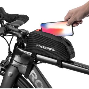 ROCKBROS Top Tube Bike Bag Bicycle Front Frame Bag Bike Accessories Pouch Compatible with iPhone 14/13/12 Pro Galaxy S22/S21