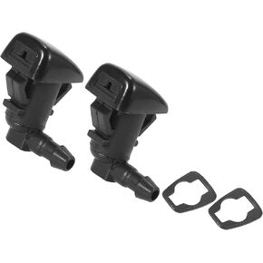 Motoforti Front Windshield Wiper Nozzles, for Cadillac CTS 2008-2015, Plastic, with Gaskets, Black, 2pcs