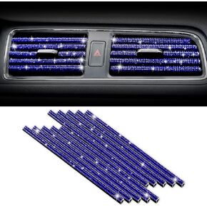SINGARO 10 Pieces Car Air Conditioner Bling Air Outlet Decorative Strips, Shiny Rhinestone Bendable Decorative Strips, Universal for Most Air Outlets, Car Interior Accessories(Blue)