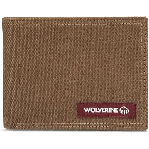 WOLVERINE Men's Guardian Cotton Passcase Wallet with RFID Protection, Six Card Slots and Two Slip Pockets, Chestnut, One Size