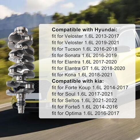 GXARTS Engine Crankshaft Compatible with Hyundai Kona Veloster Elantra Tucson Compatible with Kia Seltos Optima Soul Forte Koup Forte Koup 1.6L Turbo Engine 231102B710 23110-2B710 in Saudi Arabia