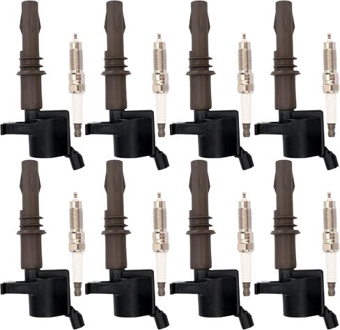 IRONTEK 8PCs Ignition Coil FD509 with 8 Spark Plugs for 2008-14 for Ford Expedition, 2008-10 Explorer/F-150/F-250 Super Duty/F-350 Super Duty/Mustang, for Lincoln Navigator, for Mercury Mountaineer in Saudi Arabia