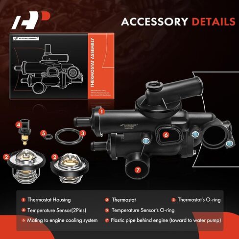 A-Premium - Thermostat Housing Assembly W/Sensor 68003582AB - Compatible with Dodge, Chrysler & Jeep - Journey 09-20, Avenger 09-14, Compass Patriot 07-17, Caliber, Sebring, 200 - DOHC 4Cyl 2.4L 2.0L in Saudi Arabia