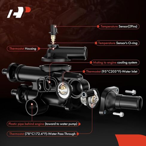 A-Premium - Thermostat Housing Assembly W/Sensor 68003582AB - Compatible with Dodge, Chrysler & Jeep - Journey 09-20, Avenger 09-14, Compass Patriot 07-17, Caliber, Sebring, 200 - DOHC 4Cyl 2.4L 2.0L in Saudi Arabia