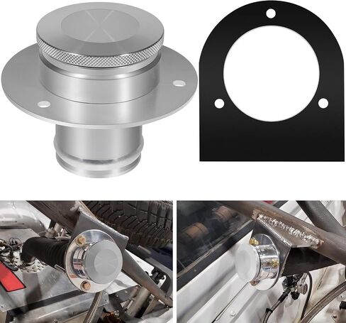 17-2530 Remote Fuel Tank Filler Neck With Billet Aluminum Gas Cap & Weld-On Steel Mount Bracket For 2" Hose Connection, Straight in Saudi Arabia