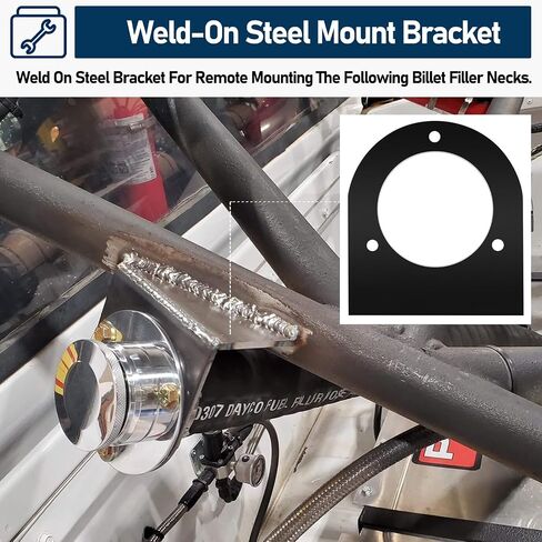 17-2530 Remote Fuel Tank Filler Neck With Billet Aluminum Gas Cap & Weld-On Steel Mount Bracket For 2" Hose Connection, Straight in Saudi Arabia