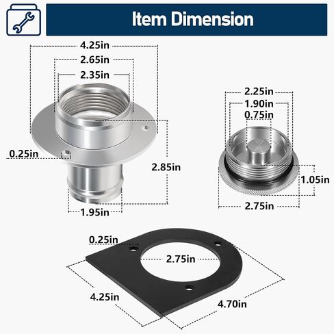 17-2530 Remote Fuel Tank Filler Neck With Billet Aluminum Gas Cap & Weld-On Steel Mount Bracket For 2" Hose Connection, Straight in Saudi Arabia