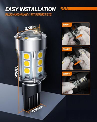 SEALIGHT 921 912 LED Bulbs for Backup Reverse Light, T15 906 904 916 W16W Light Bulbs with Projector Replacement Trunk Cargo 3rd Brake Stop Lights, 600% Brighter Xenon White Non-polarity Pack of 2 in Saudi Arabia