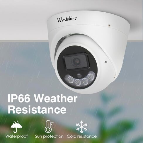 WESTSHINE 4MP PoE IP رؤية ليلية ملونة كاملة للرؤية الليلية في الهواء الطلق كاميرا أمان سلكية، اكتشاف الإنسان والمركبة، رادع نشط، فتحة بطاقة SD كاميرا IP للأمان IP66 غلاف معدني (بطاقة SD غير متضمنة) in Kuwait