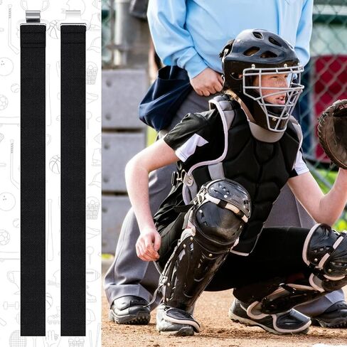 16 Pcs Shin Guard Replacement Straps 13 Inch Baseball Softball Catchers Gear Straps Black Youth Sport Leg Guard Straps with Metal Clips for Replacement Adult Kids in Saudi Arabia