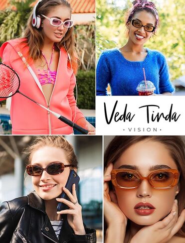 Veda Tinda Vision Square and Rectangle Sunglasses Womens y2k Men Glasses Trendy 90s Cool Retro Polarized Lens UV Protection in Kuwait