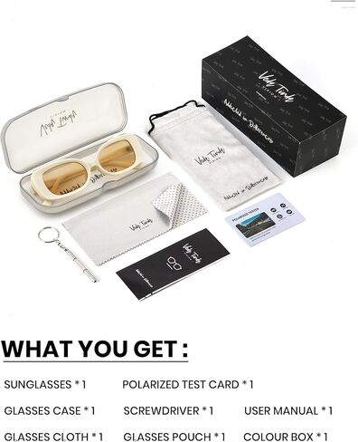 Veda Tinda Vision Square and Rectangle Sunglasses Womens y2k Men Glasses Trendy 90s Cool Retro Polarized Lens UV Protection in Kuwait