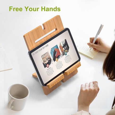 Pezin & Hulin Bamboo Tablet Stand Adjustable -Natural Bamboo in Saudi Arabia