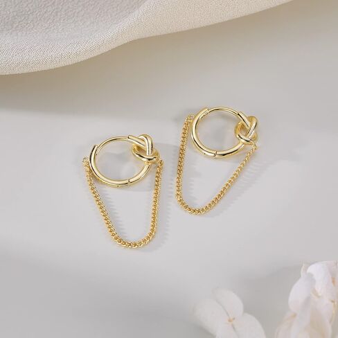SLUYNZ 925 Sterling Silver Punk Chain Small Hoop Earrings for Women Men Minimalist Hoop Earrings Tassel in Saudi Arabia