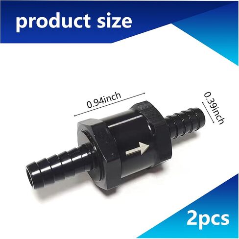 2 PCS Car Fuel One-way Check Valve, 8mm/0.31" Alloy Low Pressure Fuel System with Directional Mark Check Valve, Modification Replacement Parts, Compatible with Most Car Models (Black) in Saudi Arabia
