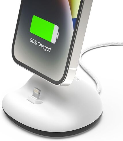 Sinjimoru iPhone Dock Including Cable for iPhone. Convenient and Sturdy Silicone Docking Station in Modern Design for Office and Home. Sync Stand Flat for iPhones Black in Saudi Arabia