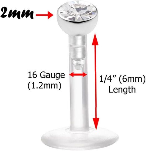 4Pcs 16g Labret Studs Lip Conch Bioflex Push In Monroe Ring Crystal Tragus Snake Spider Bites Bioflex Flexible in Saudi Arabia