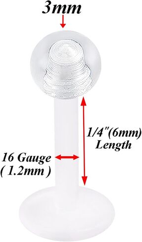 4Pcs 16g Labret Studs Lip Conch Bioflex Push In Monroe Ring Crystal Tragus Snake Spider Bites Bioflex Flexible in Saudi Arabia