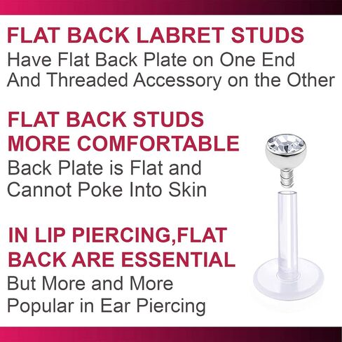 4Pcs 16g Labret Studs Lip Conch Bioflex Push In Monroe Ring Crystal Tragus Snake Spider Bites Bioflex Flexible in Saudi Arabia