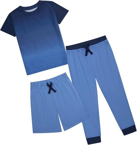 طقم بيجامة للأولاد من US Angels مكون من 3 قطع، طقم بيجامة للأولاد الكبار، بنطلون بيجامة للأولاد، شورت بيجاما، مقاس 8، مقاس 10-12، مقاس 14-16 in Kuwait