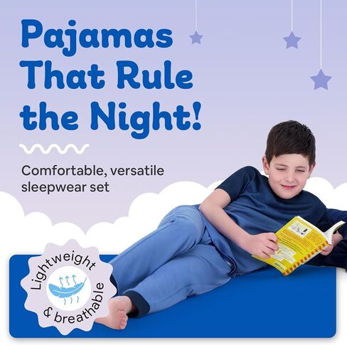 طقم بيجامة للأولاد من US Angels مكون من 3 قطع، طقم بيجامة للأولاد الكبار، بنطلون بيجامة للأولاد، شورت بيجاما، مقاس 8، مقاس 10-12، مقاس 14-16 in Kuwait