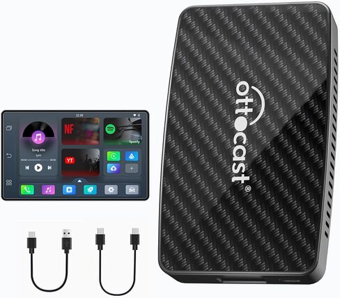 محول فيديو الوسائط المتعددة من Ottocast Play2Video Pro - محول سيارة CarPlay Android Auto اللاسلكي مدمج في YouTube Netflix، صندوق AI لبث الفيديو CarPlay يدعم الوسائط المتعددة USB، سهل الإعداد والتوصيل والتشغيل in Kuwait