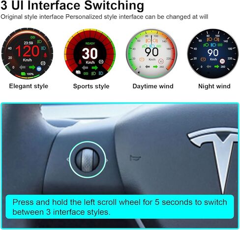 شاشة عرض رأسية لطراز Tesla 3 وY، عداد سرعة Hud مع شاشة لوحة أجهزة القياس الرقمية لطراز Tesla Y، شاشة عرض رأسية مع شحن لاسلكي وحامل هاتف محمول لـ Tesla in Kuwait