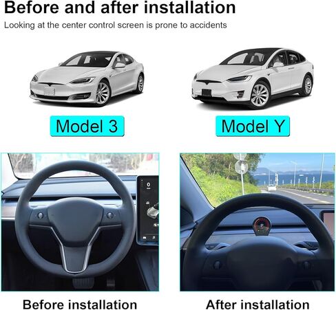 شاشة عرض رأسية لطراز Tesla 3 وY، عداد سرعة Hud مع شاشة لوحة أجهزة القياس الرقمية لطراز Tesla Y، شاشة عرض رأسية مع شحن لاسلكي وحامل هاتف محمول لـ Tesla in Kuwait