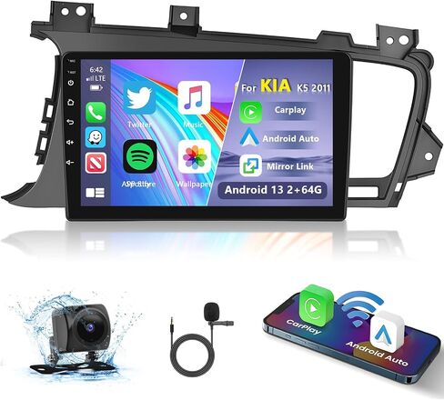 Podofo【Upgrade 2+64G】Car Stereo for Kia Optima K5 2010-2013 with Carplay&Android Auto Replacement in Dash Navigation GPS Units,Car Audio Receiver with Bluetooth,GPS,WiFi,SWC,FM&RDS Radio+Backup Camera in Saudi Arabia