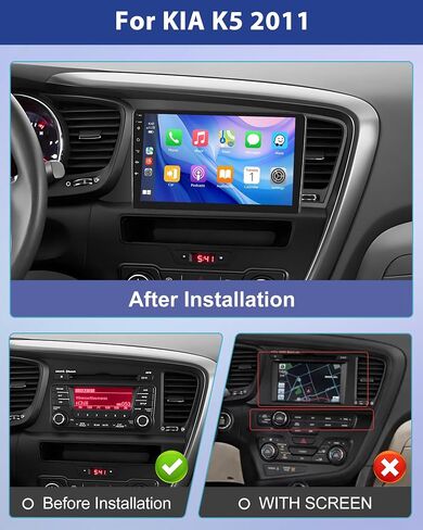 Podofo【Upgrade 2+64G】Car Stereo for Kia Optima K5 2010-2013 with Carplay&Android Auto Replacement in Dash Navigation GPS Units,Car Audio Receiver with Bluetooth,GPS,WiFi,SWC,FM&RDS Radio+Backup Camera in Saudi Arabia