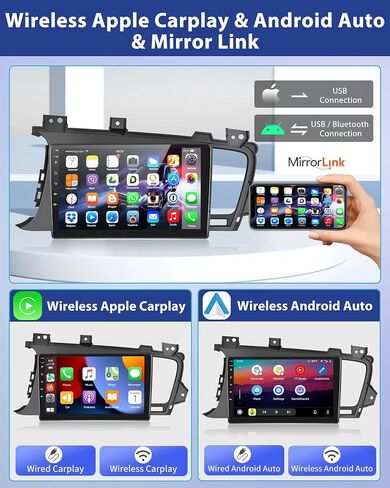 Podofo【Upgrade 2+64G】Car Stereo for Kia Optima K5 2010-2013 with Carplay&Android Auto Replacement in Dash Navigation GPS Units,Car Audio Receiver with Bluetooth,GPS,WiFi,SWC,FM&RDS Radio+Backup Camera in Saudi Arabia