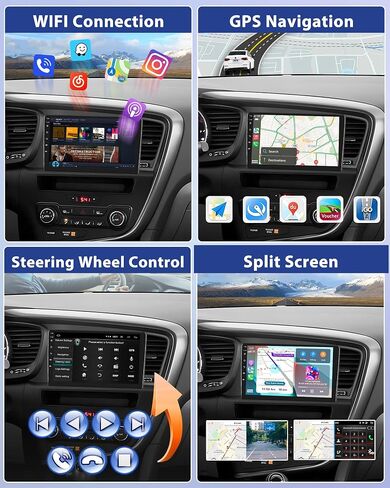 Podofo【Upgrade 2+64G】Car Stereo for Kia Optima K5 2010-2013 with Carplay&Android Auto Replacement in Dash Navigation GPS Units,Car Audio Receiver with Bluetooth,GPS,WiFi,SWC,FM&RDS Radio+Backup Camera in Saudi Arabia