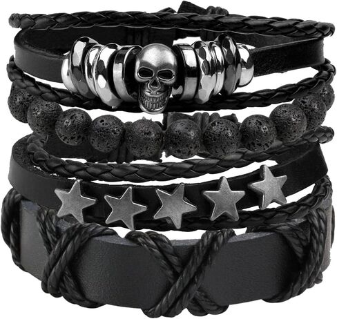 MILAKOO Punk Leather Bracelets for Women Goth Wristband Mens PU Cuff 80s Emo Rocker Bangle in Saudi Arabia